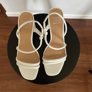White summer sling heels